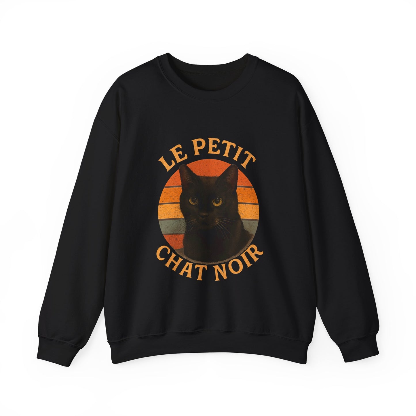 Le Petite Chat Noir, Black Cat Sweatshirt, Cozy Crewneck, Casual Style, Gift for Cat Lovers, Fall Fashion, Unique Animal Design