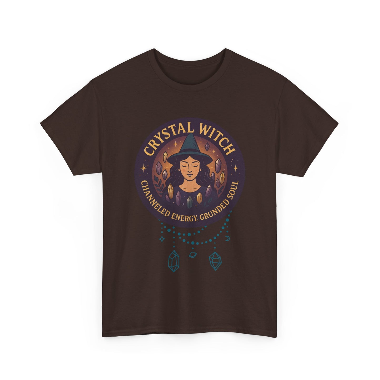 Crystal Witch Heavy Cotton Tee for Spiritual Souls, Unisex T-Shirt, Witchy Apparel, Energy Grounding Gift, Magic Lover's Fashion