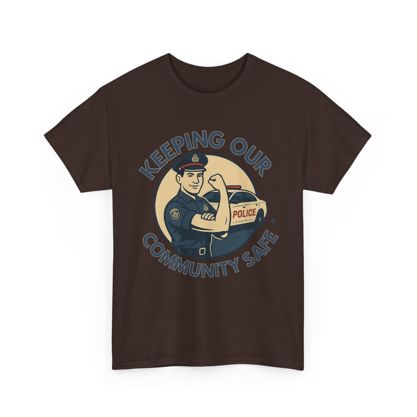 Male Police, Community Safety Tee - Unisex Heavy Cotton Shirt, Police Appreciation T-Shirt, Gift for Heroes, Casual Wear, Law Enforcement Support