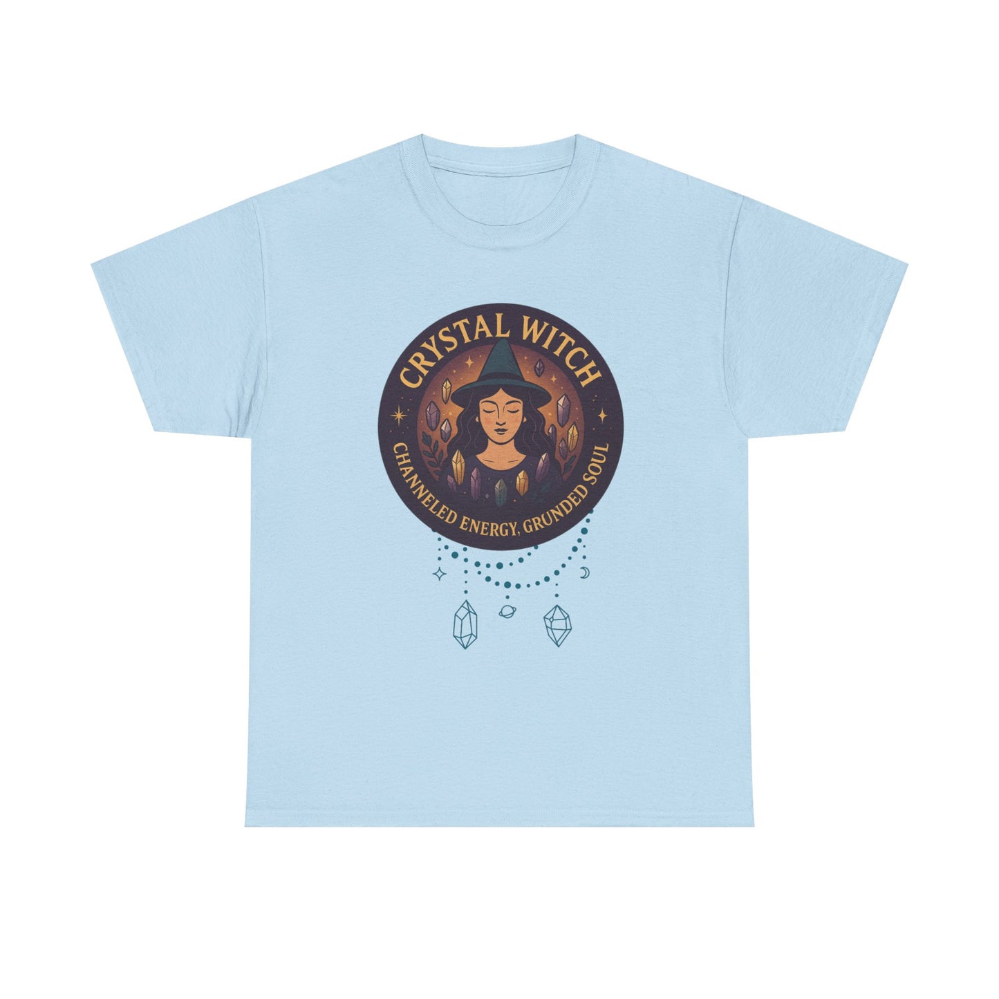Crystal Witch Heavy Cotton Tee for Spiritual Souls, Unisex T-Shirt, Witchy Apparel, Energy Grounding Gift, Magic Lover's Fashion