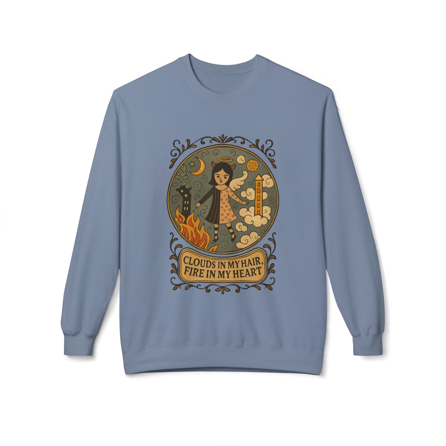 Cozy Inspirational Sweatshirt, Soft Fleece Crewneck, Fire in My Heart, Gift for Dreamers, Fall Fashion, Unisex Crew Sweatshirt