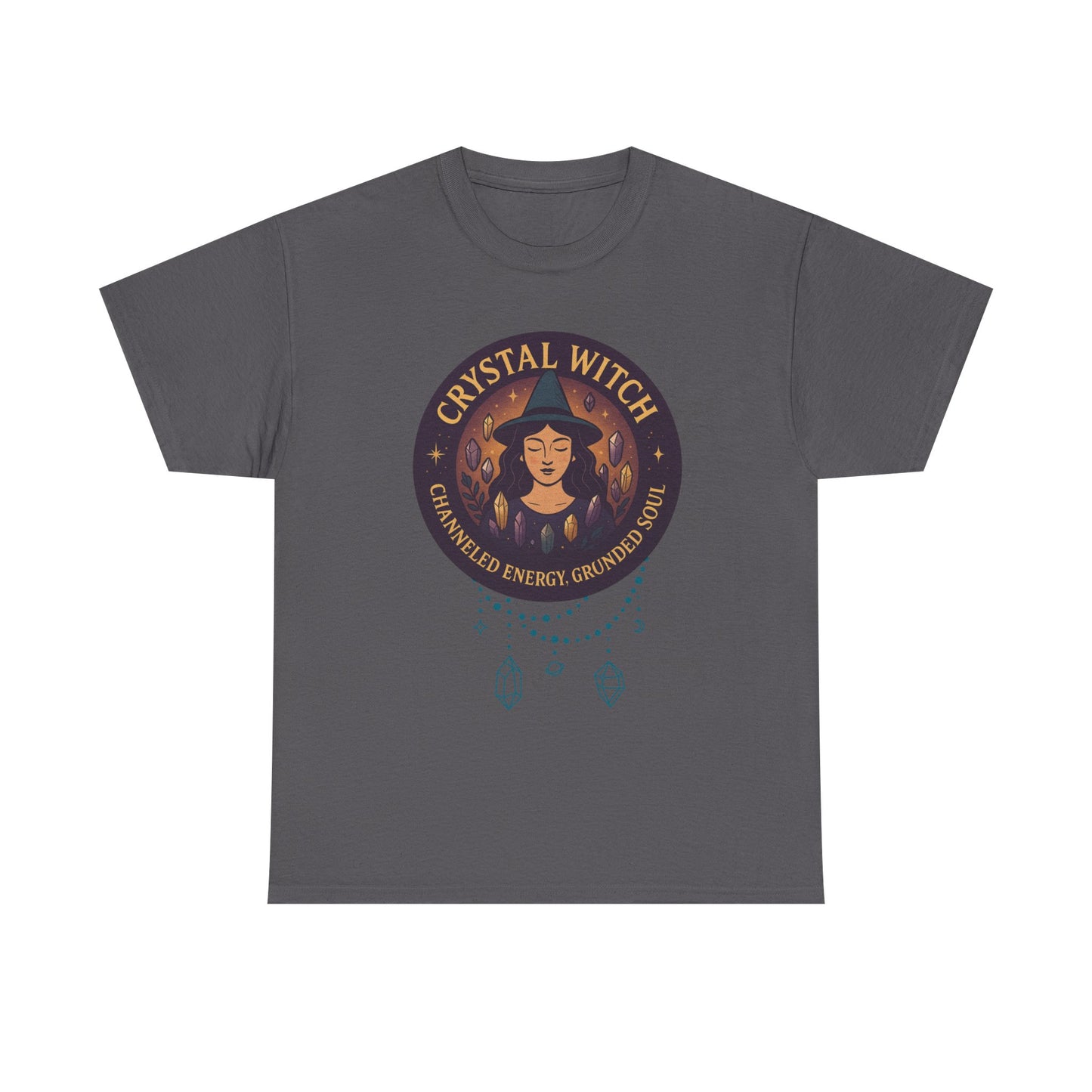 Crystal Witch Heavy Cotton Tee for Spiritual Souls, Unisex T-Shirt, Witchy Apparel, Energy Grounding Gift, Magic Lover's Fashion