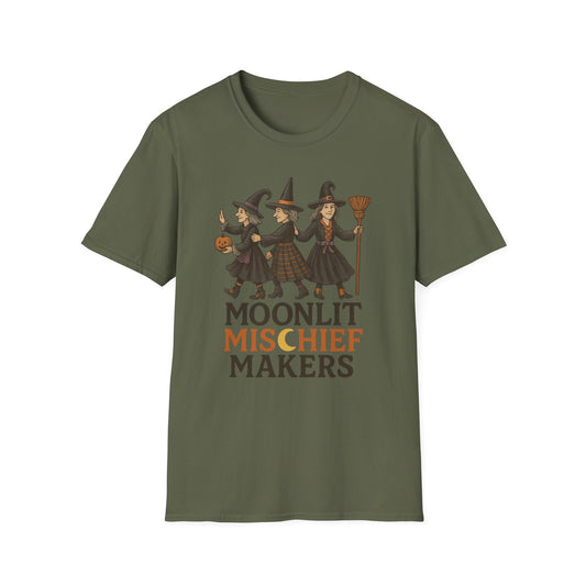 Moonlit Mischief Makers T-Shirt | Halloween, Witch Costume Tee, Unisex Graphic Shirt, Cute Halloween Outfit, Fall Fashion
