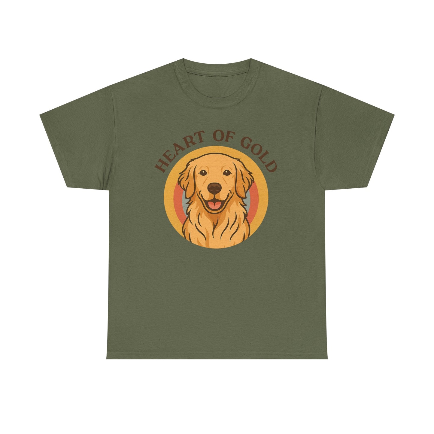 Golden Retriever, Heart of Gold Dog Tee - Unisex Heavy Cotton T-Shirt, Pet Lover Gift, Animal Lover Apparel, Golden Retriever Shirt,