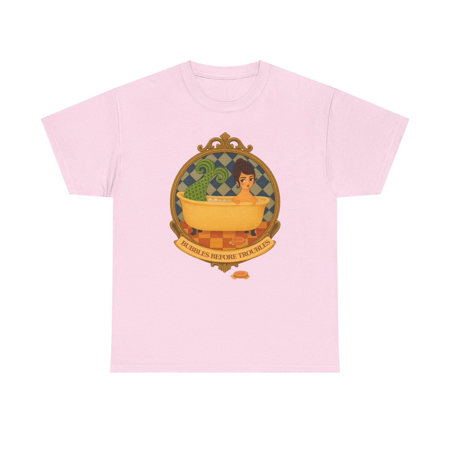 Bubbles before Troubles Unisex Tee, Graphic Art Tshirt, Moonwoven Luna Shirt, Bubble Design Top, Cute Casual Tee, Funny Quote Tee