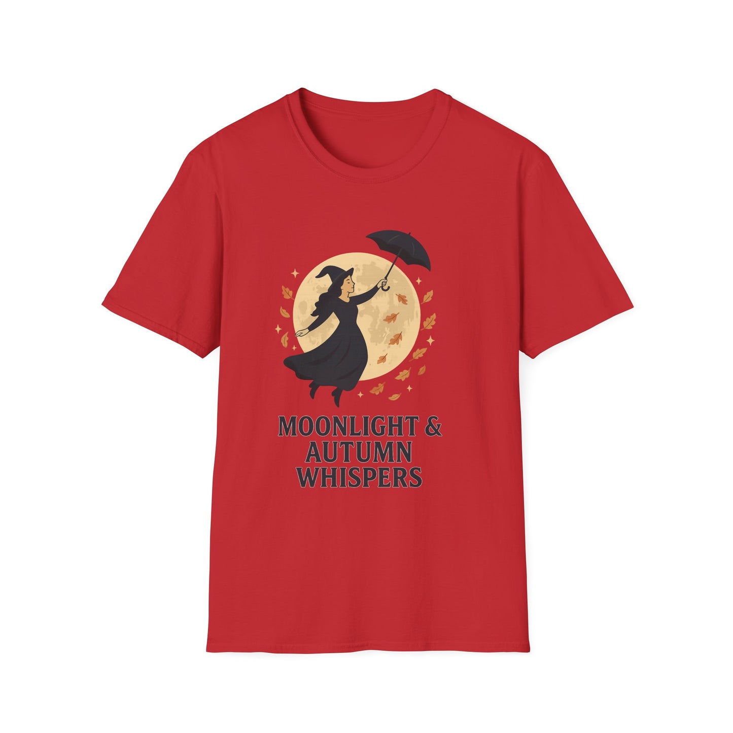 Moonlight & Autumn Whispers T-Shirt, Fall Fashion, Witch Theme Tee, Spooky Season Gift, Cozy Casual Wear, Halloween Outfit