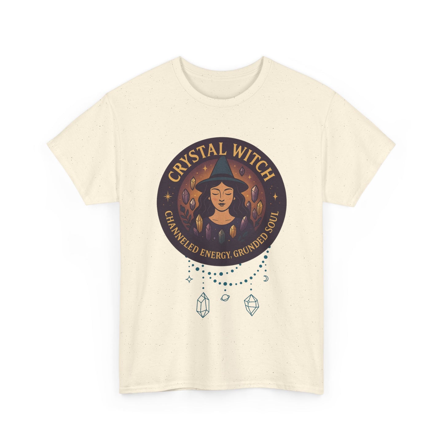 Crystal Witch Heavy Cotton Tee for Spiritual Souls, Unisex T-Shirt, Witchy Apparel, Energy Grounding Gift, Magic Lover's Fashion