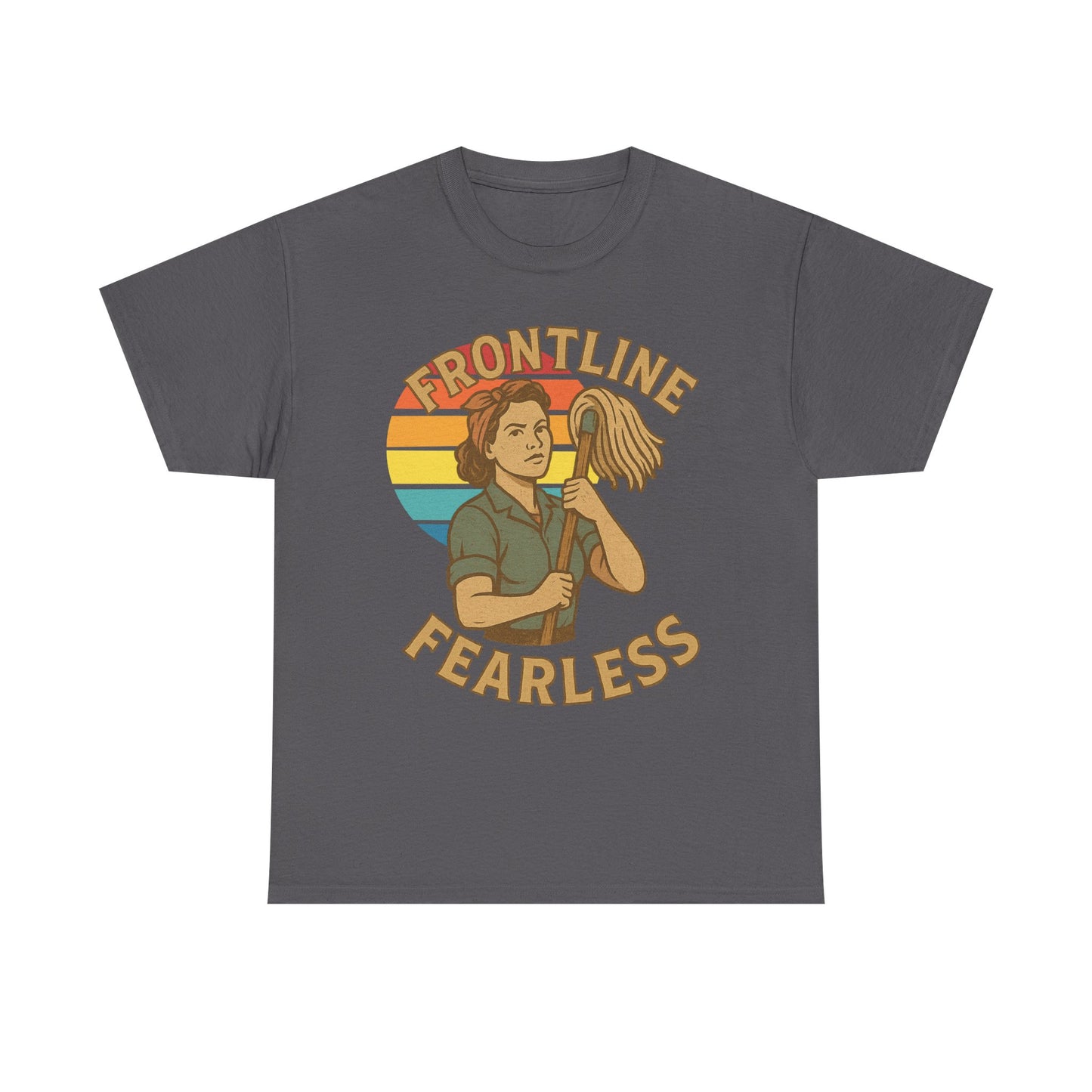 Fearless Frontline Unisex Heavy Cotton Tee, Inspirational T-Shirt, Women's Empowerment Shirt, Everyday Comfort Wear, Gift for Heroes