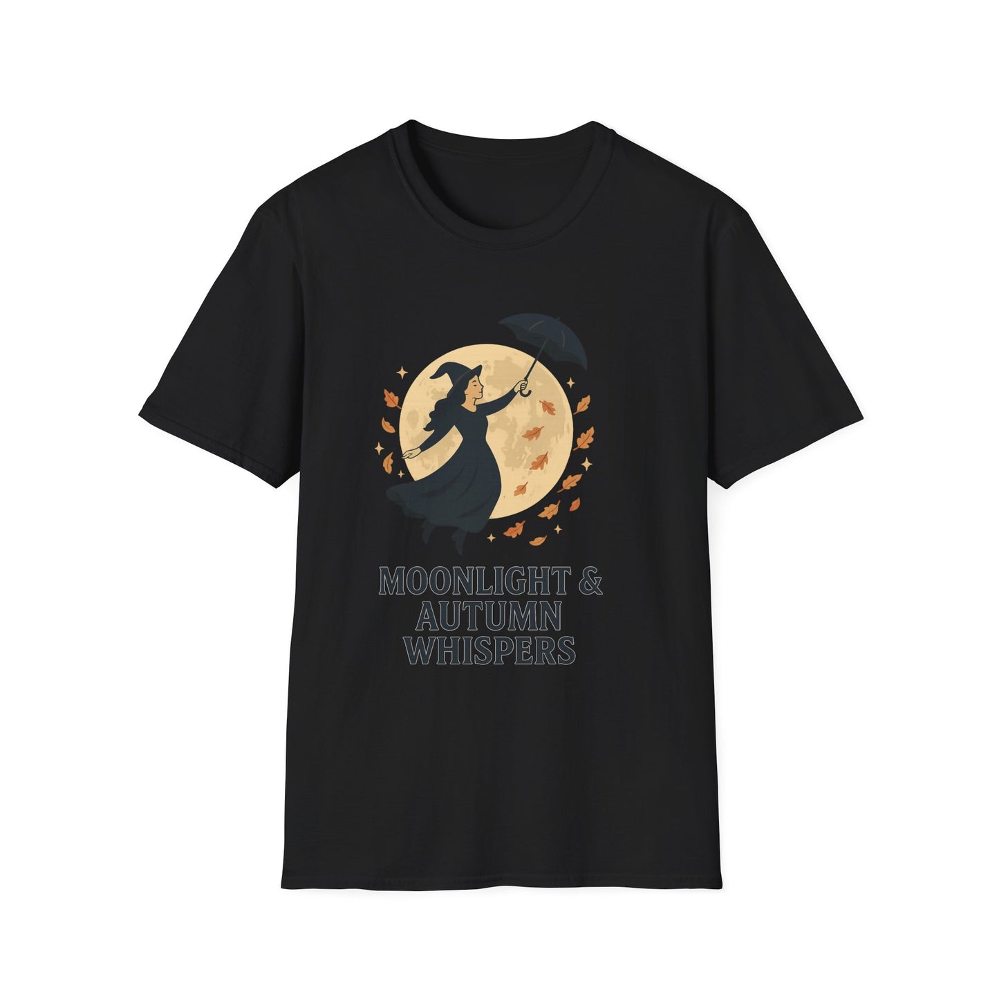 Moonlight & Autumn Whispers T-Shirt, Fall Fashion, Witch Theme Tee, Spooky Season Gift, Cozy Casual Wear, Halloween Outfit