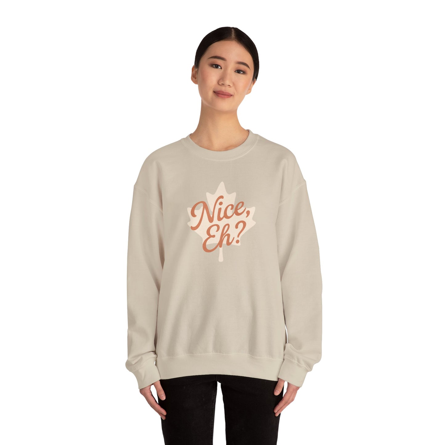 Chill Canadian Sweatshirt, Nice , Eh With Canadian leaf, Moonwoven by Luna, Unisex Crewneck, Warm Pullover, Cozy Jumper, Maple Leaf Sweater,