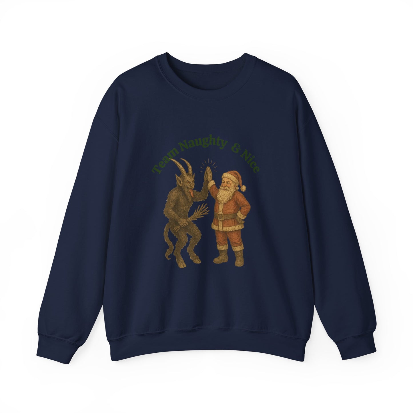 Naughty or Nice? Santa & Krampus High Five Holiday Crewneck