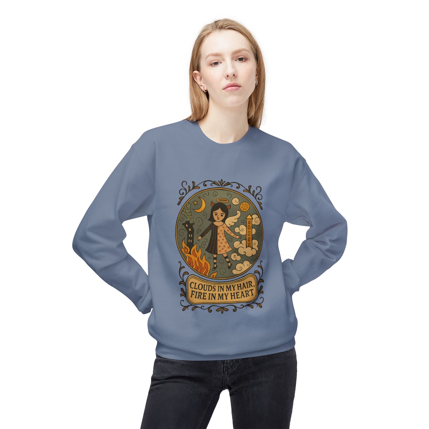 Cozy Inspirational Sweatshirt, Soft Fleece Crewneck, Fire in My Heart, Gift for Dreamers, Fall Fashion, Unisex Crew Sweatshirt