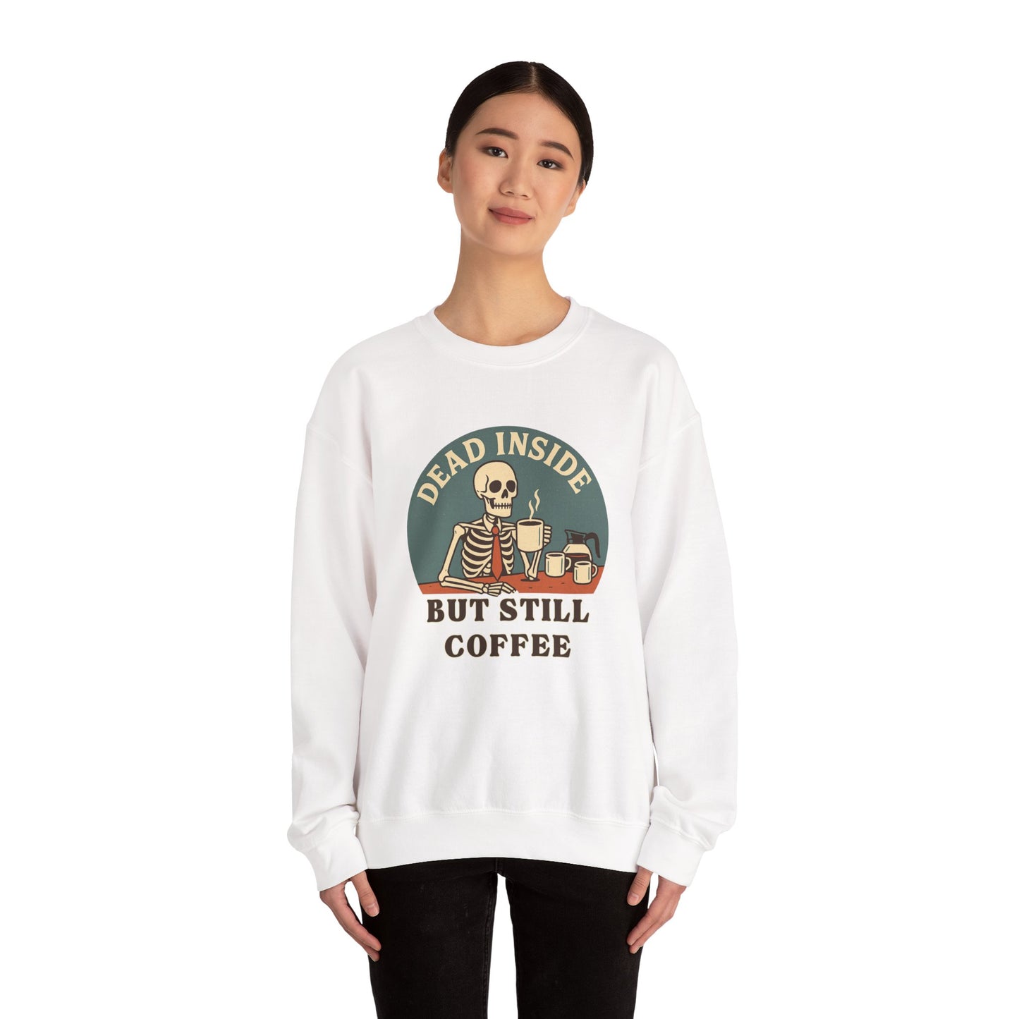 Dead Inside, But Still Coffee, Unisex Heavy Blend™ Crewneck Sweatshirt