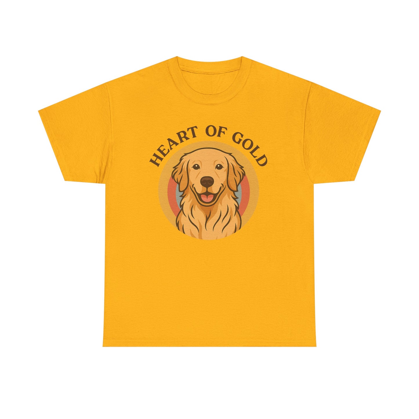 Golden Retriever, Heart of Gold Dog Tee - Unisex Heavy Cotton T-Shirt, Pet Lover Gift, Animal Lover Apparel, Golden Retriever Shirt,