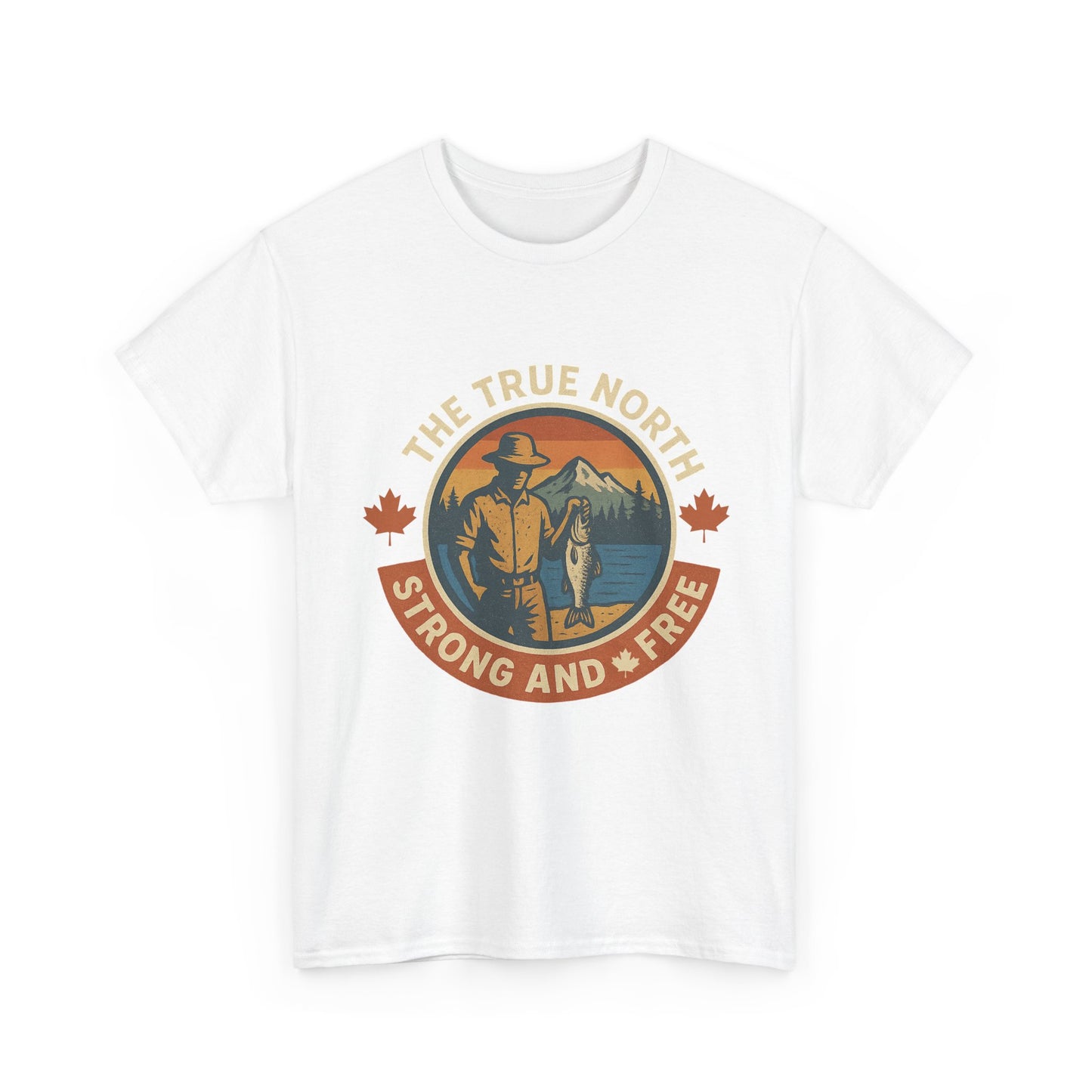 True North Strong and Free, Adventure Tee | Unisex Heavy Cotton Tee for Outdoors Lovers, Casual Wear, Gifts, Travel, Exploration