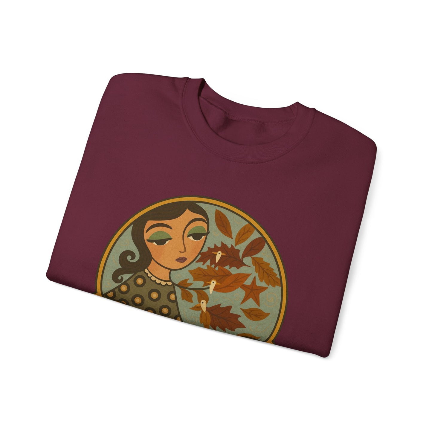 Whispers in th Autumn Wind Crewneck Sweatshirt with Vintage Floral Design, Casual Outings, Gift for Her, Holiday Sweater, Autumn Vibes