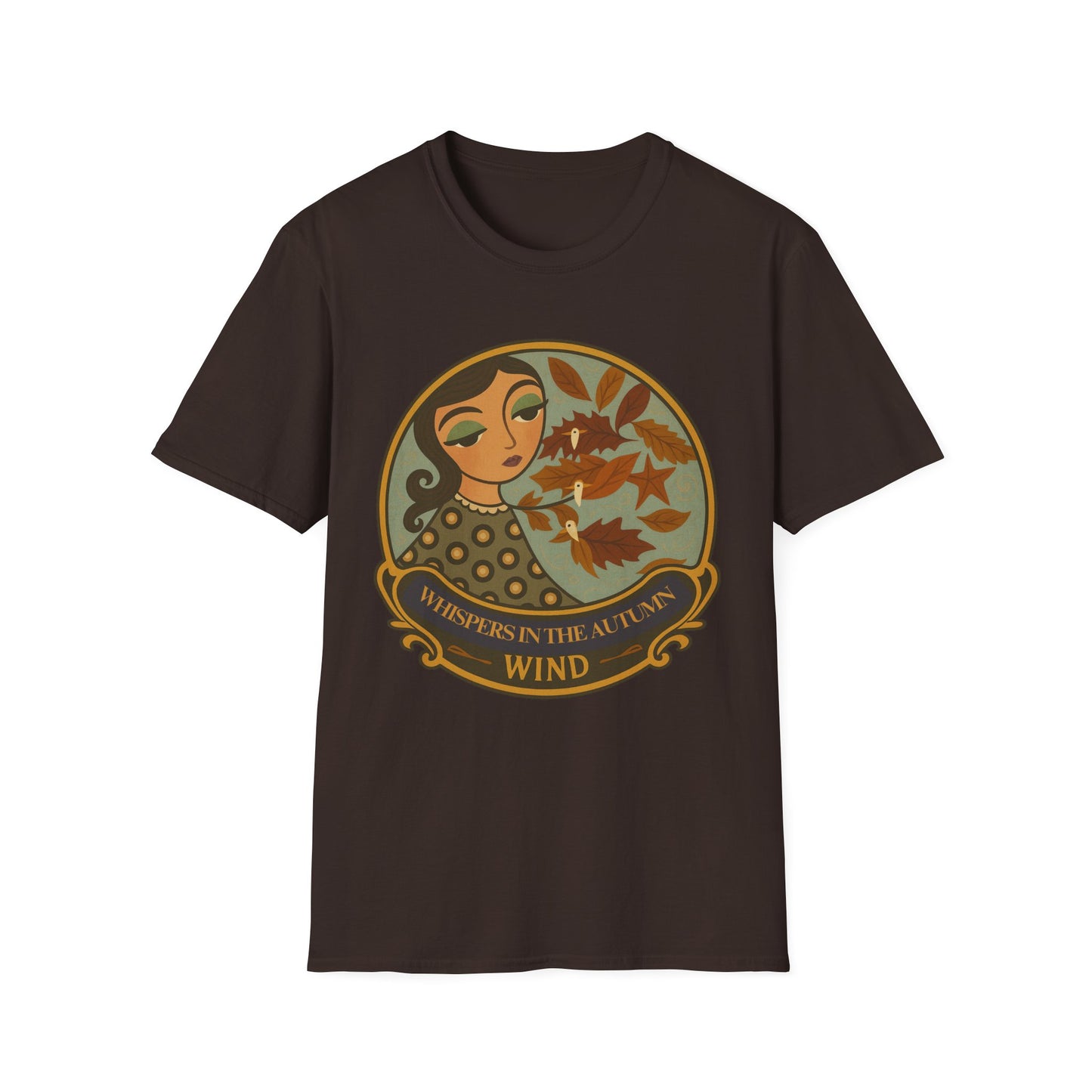 Whimsical Whispers in the Autumn Wind T-Shirt, Vintage Art Tee, original art, Gift for Her, design by Moonwoven by Luna , Eco-Friendly tee