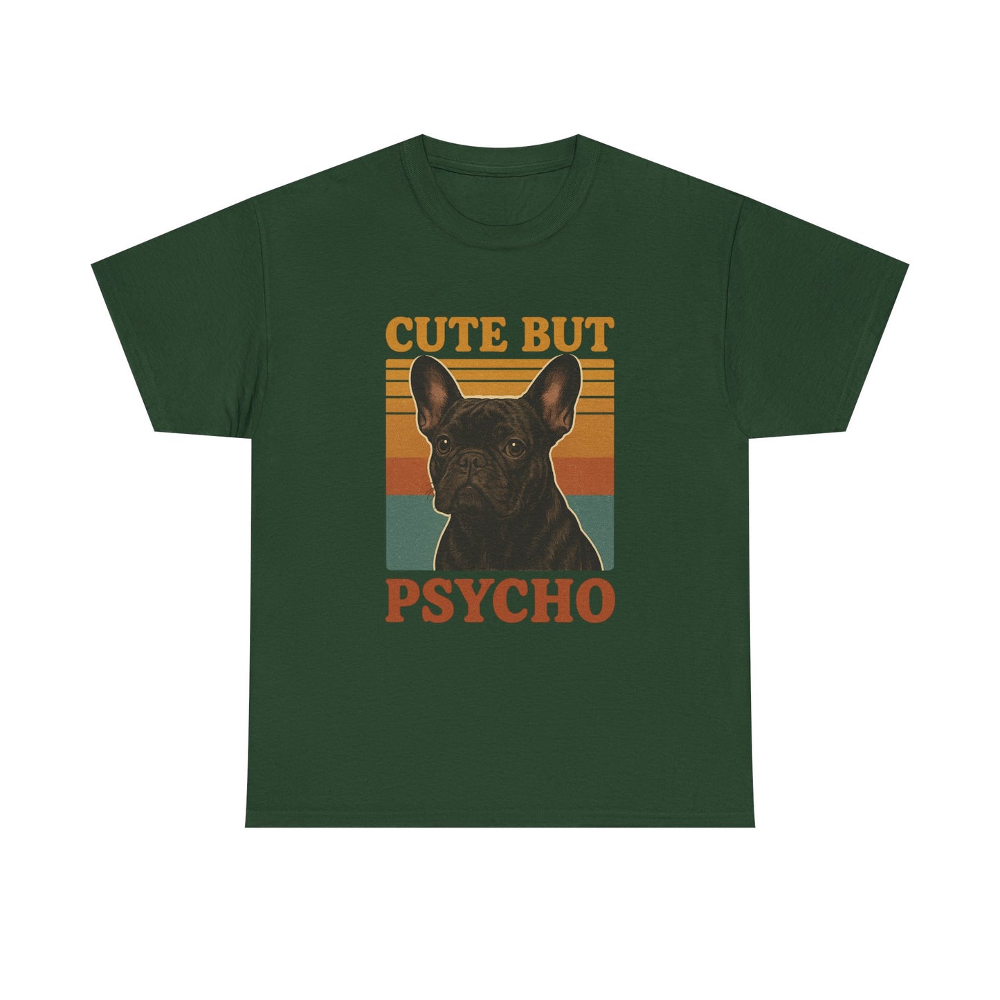 French Bulldog Cute But Psycho Unisex Tee, Funny Dog Lover Shirt, Moonwoven Design, Gift for Animal Lovers, Frenchie Tee, Graphic Dog Print