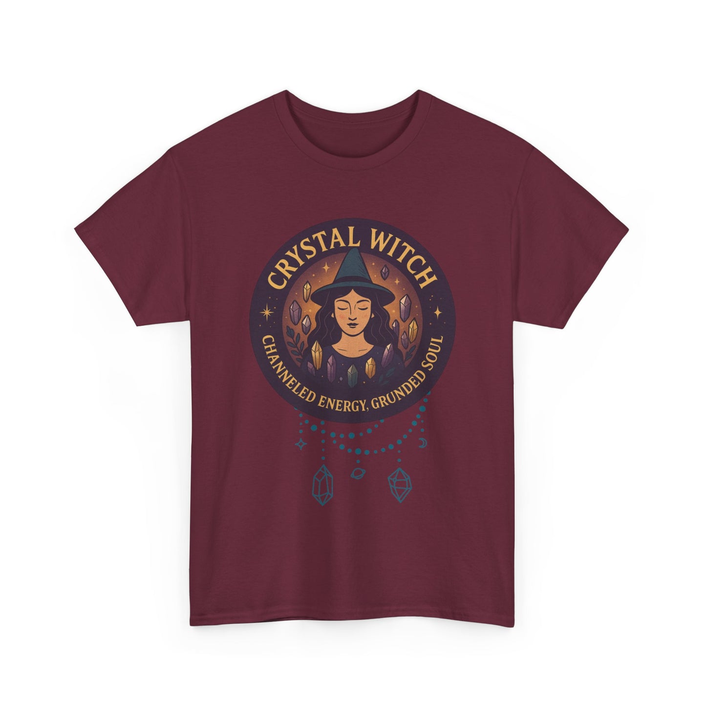 Crystal Witch Heavy Cotton Tee for Spiritual Souls, Unisex T-Shirt, Witchy Apparel, Energy Grounding Gift, Magic Lover's Fashion