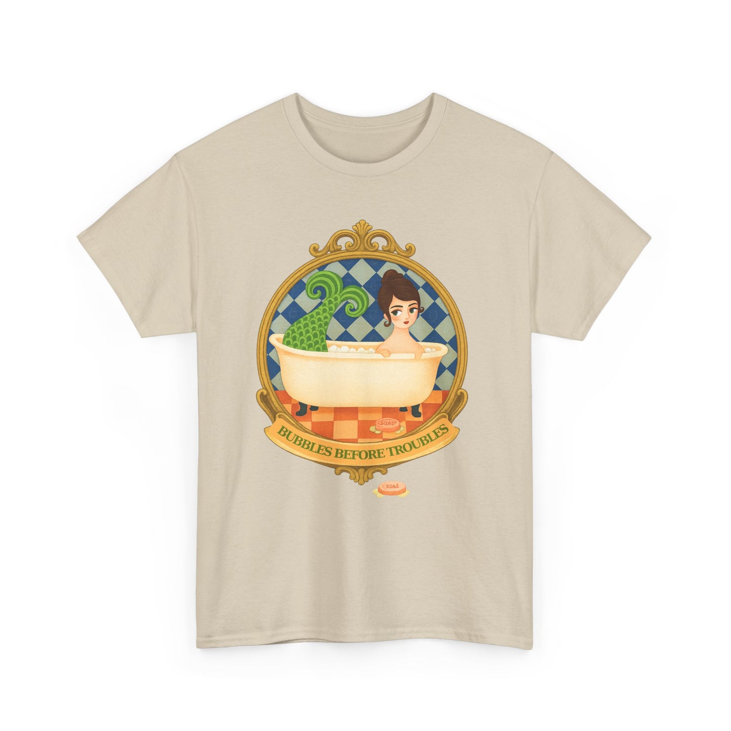 Mermaid Troubles ,Whimsical Bathtub Tee | Fun Gift for Aquatic Lovers, Retro Style T-Shirt, Quirky Graphic Tee, Unique Casual Wear, Bath-Themed Apparel