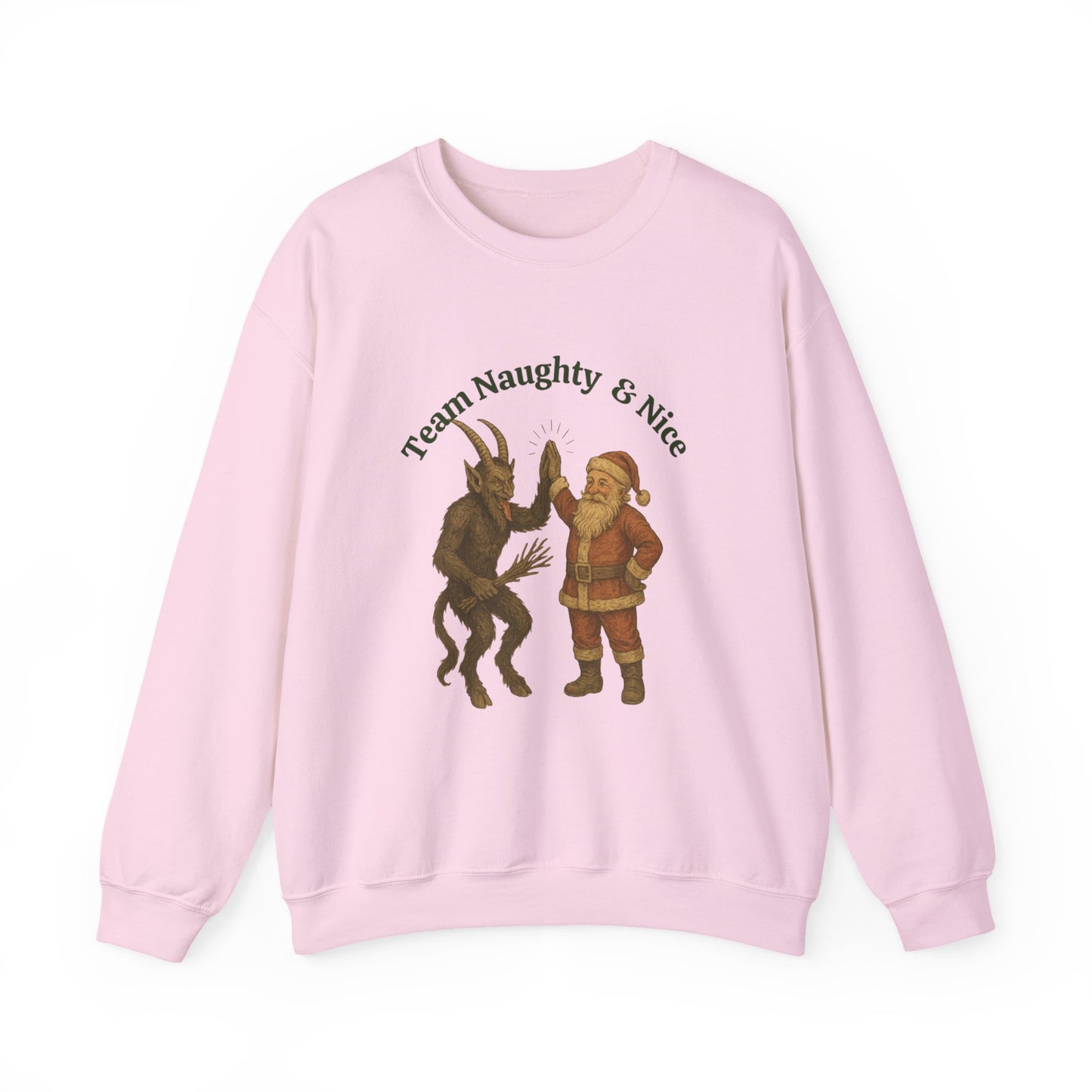 Naughty or Nice? Santa & Krampus High Five Holiday Crewneck