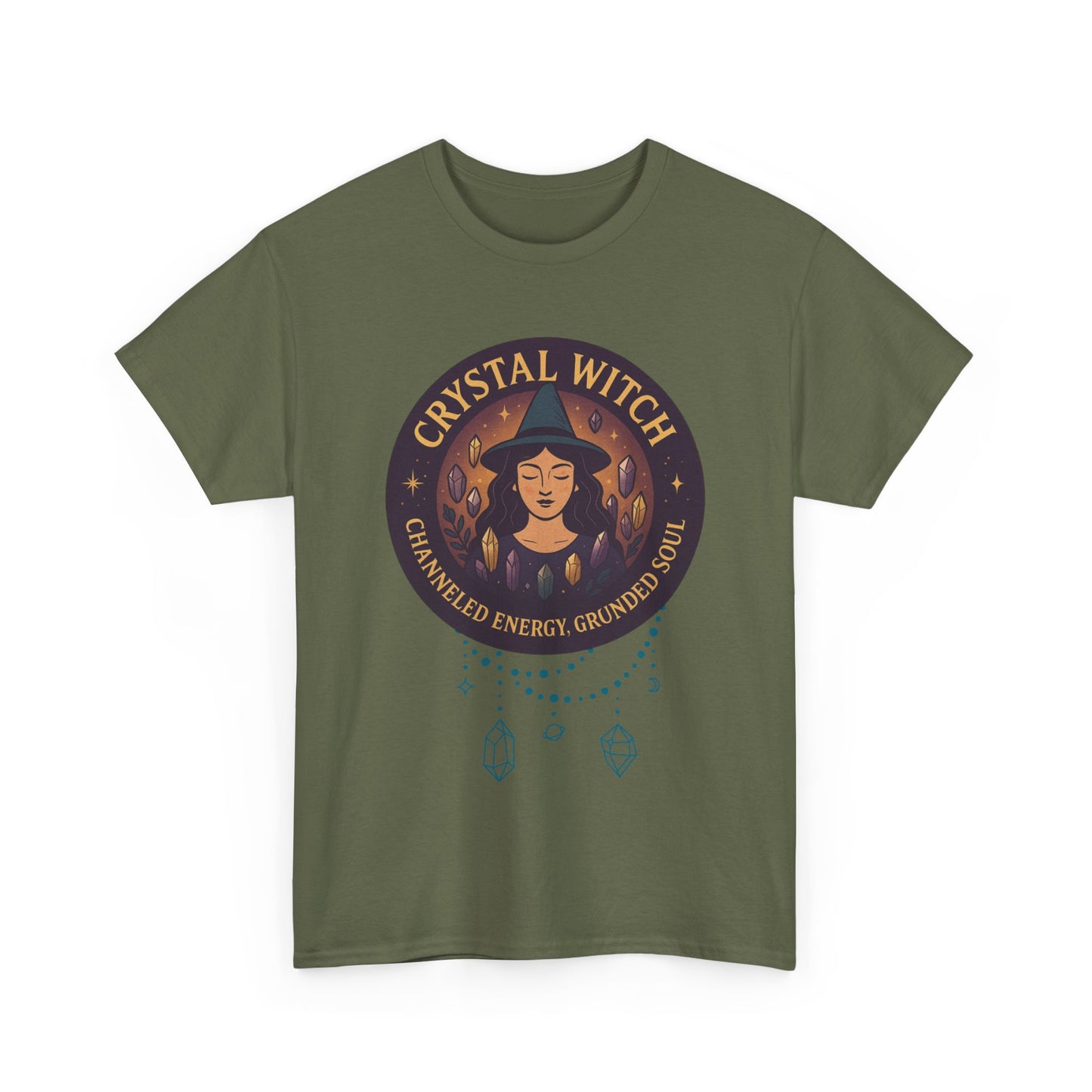 Crystal Witch Heavy Cotton Tee for Spiritual Souls, Unisex T-Shirt, Witchy Apparel, Energy Grounding Gift, Magic Lover's Fashion