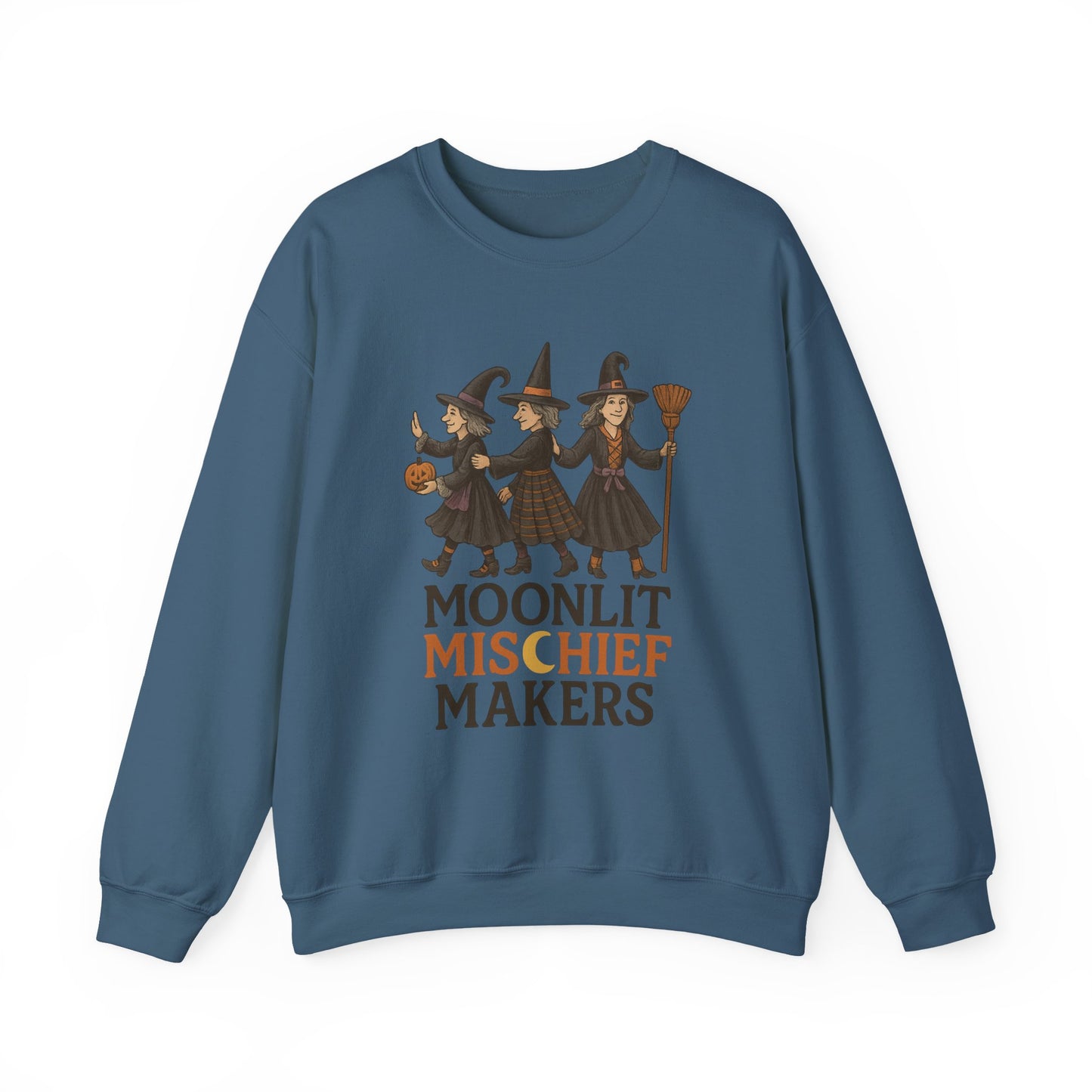 Moonlit Mischief Makers Sweatshirt - Cozy Halloween Crewneck, Perfect Gift for Fall,Casual Style, design by Moonwoven by Luna