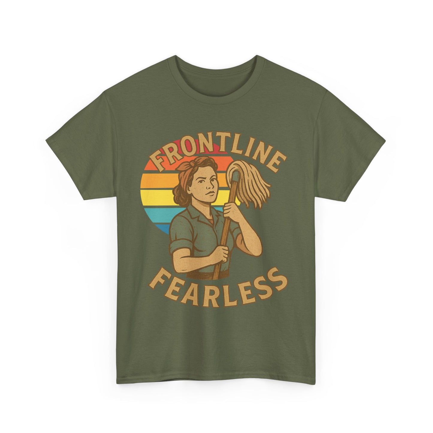Fearless Frontline Unisex Heavy Cotton Tee, Inspirational T-Shirt, Women's Empowerment Shirt, Everyday Comfort Wear, Gift for Heroes