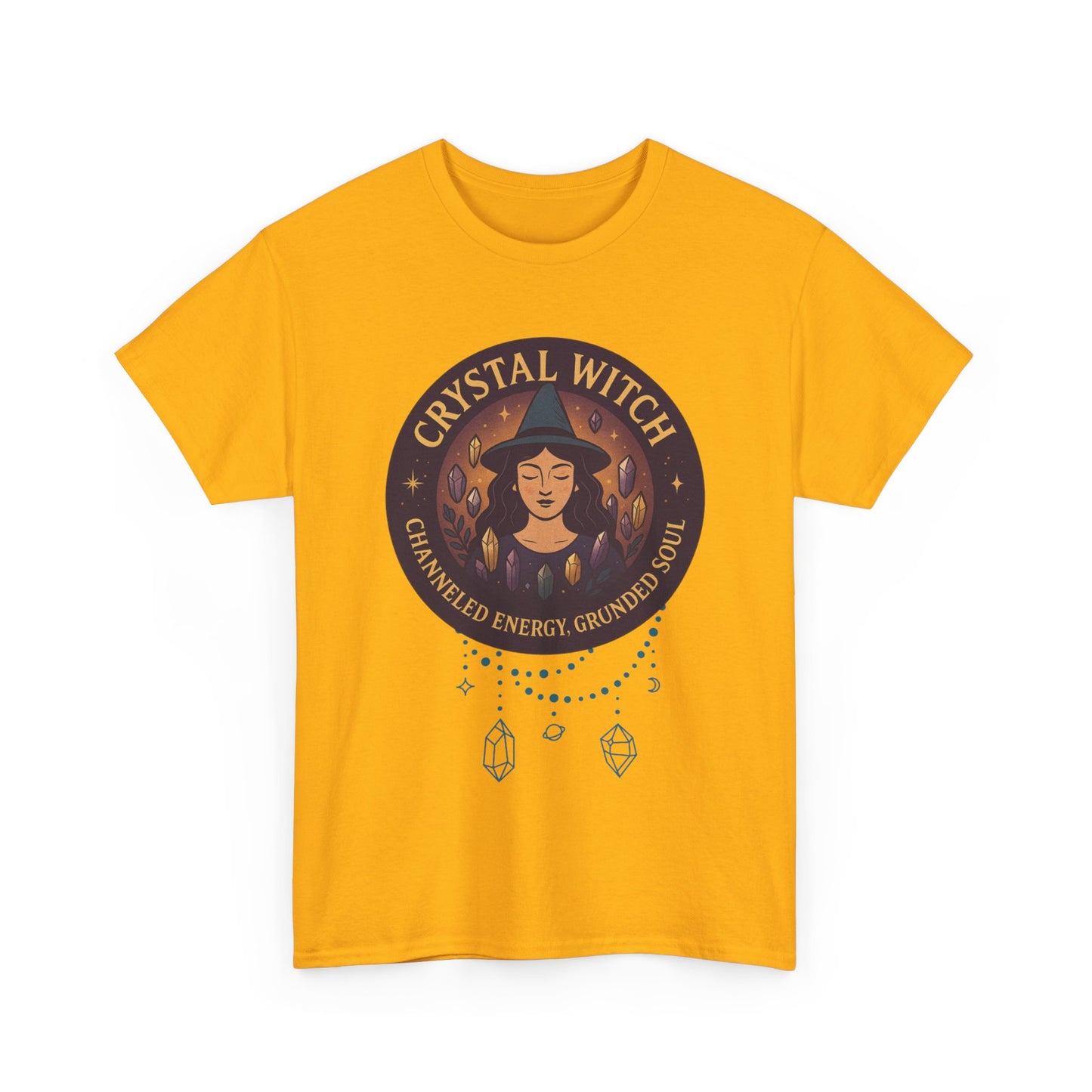 Crystal Witch Heavy Cotton Tee for Spiritual Souls, Unisex T-Shirt, Witchy Apparel, Energy Grounding Gift, Magic Lover's Fashion