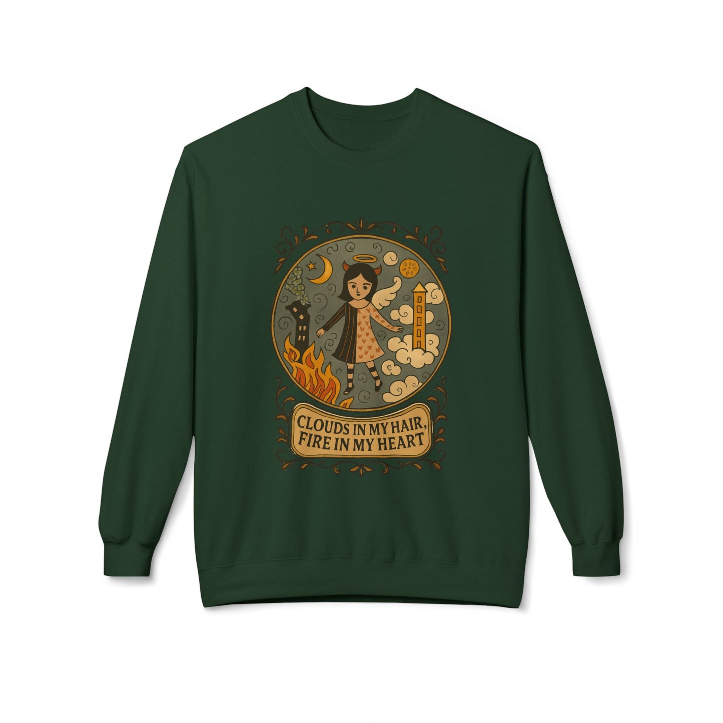 Cozy Inspirational Sweatshirt, Soft Fleece Crewneck, Fire in My Heart, Gift for Dreamers, Fall Fashion, Unisex Crew Sweatshirt