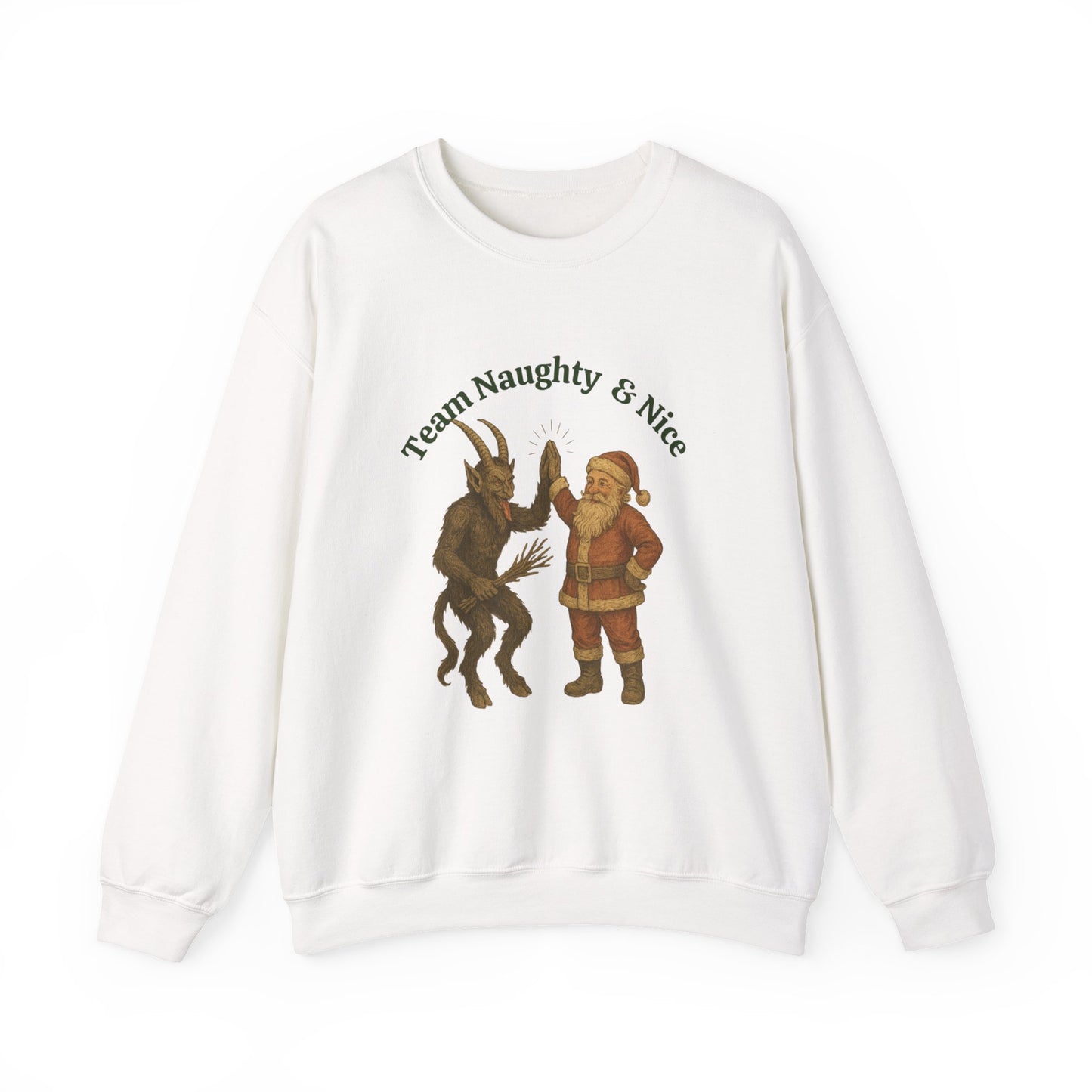 Naughty or Nice? Santa & Krampus High Five Holiday Crewneck