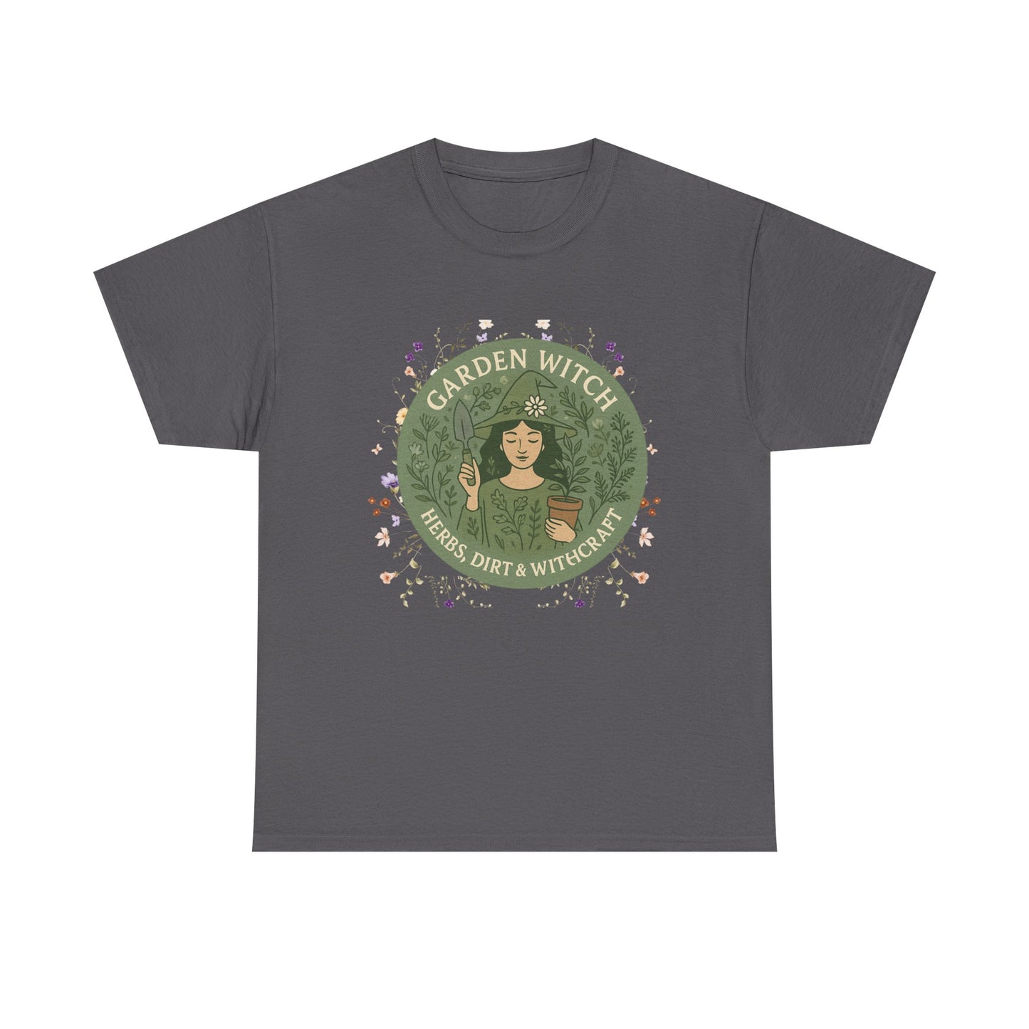 Garden Witch Unisex Heavy Cotton Tee | Perfect for Eco-Lovers, Magical Occasions, Gardening Enthusiasts, Gift for Witches, Cozy Wear