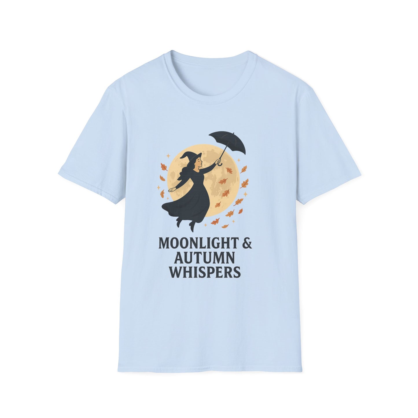 Moonlight & Autumn Whispers T-Shirt, Fall Fashion, Witch Theme Tee, Spooky Season Gift, Cozy Casual Wear, Halloween Outfit