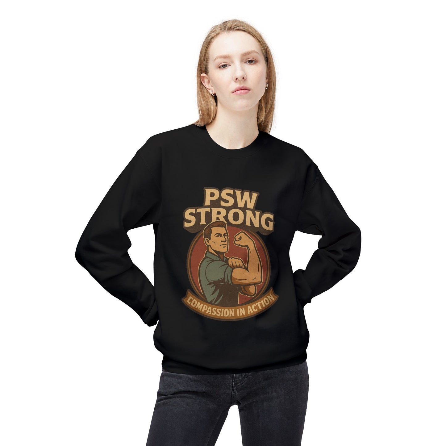 PSW Strong Compassion Crewneck Sweatshirt | Motivational Apparel, Gift for Fitness Lovers, Sportswear, Casual Wear, Inspirational Clothing