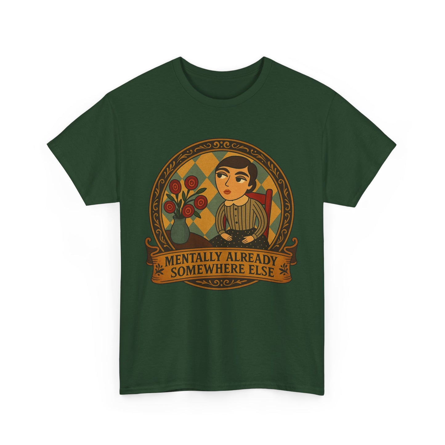 Retro Graphic Tee: 'Mentally Already Somewhere Else', Original Art t-shirt, Casual Wear, Vintage Style, Gift for Dreamers,