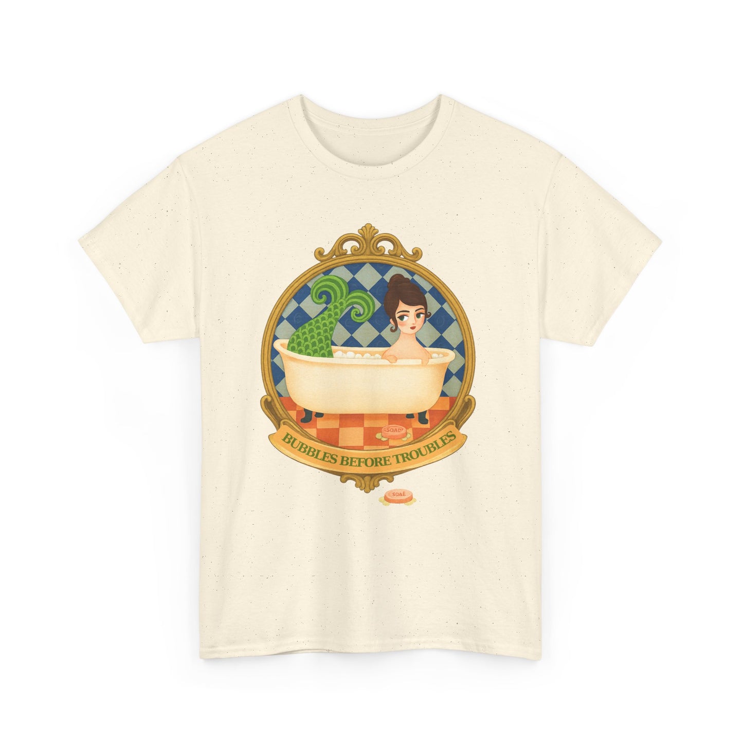 Mermaid Troubles ,Whimsical Bathtub Tee | Fun Gift for Aquatic Lovers, Retro Style T-Shirt, Quirky Graphic Tee, Unique Casual Wear, Bath-Themed Apparel