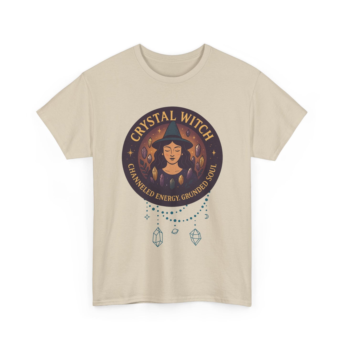 Crystal Witch Heavy Cotton Tee for Spiritual Souls, Unisex T-Shirt, Witchy Apparel, Energy Grounding Gift, Magic Lover's Fashion