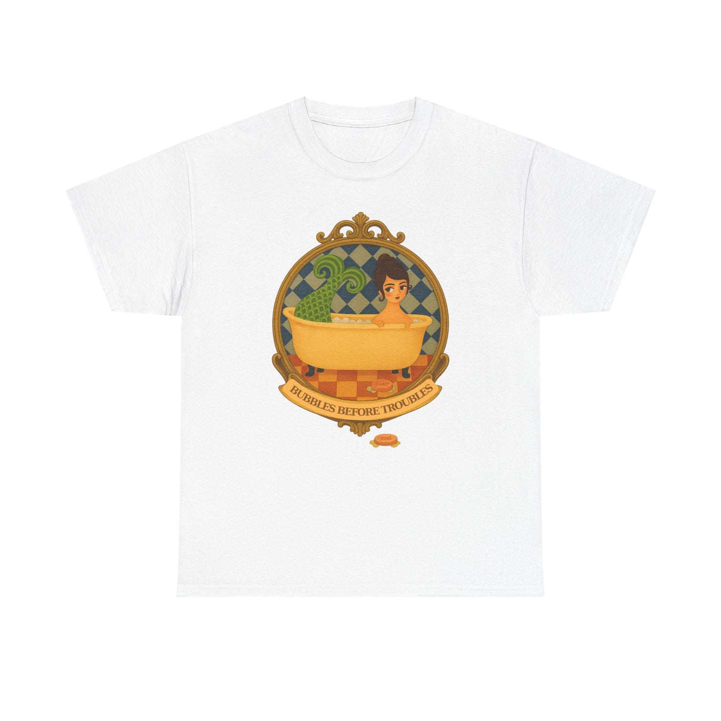 Bubbles before Troubles Unisex Tee, Graphic Art Tshirt, Moonwoven Luna Shirt, Bubble Design Top, Cute Casual Tee, Funny Quote Tee