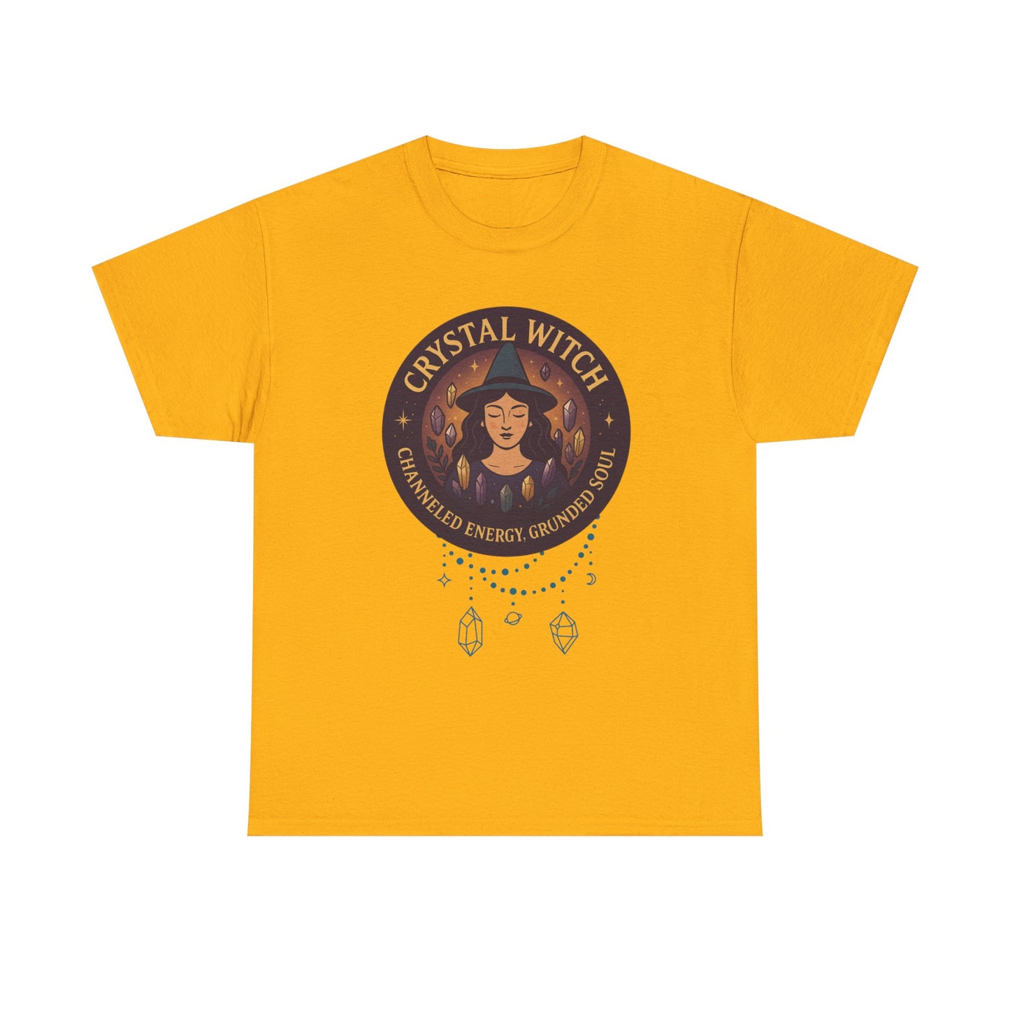 Crystal Witch Heavy Cotton Tee for Spiritual Souls, Unisex T-Shirt, Witchy Apparel, Energy Grounding Gift, Magic Lover's Fashion