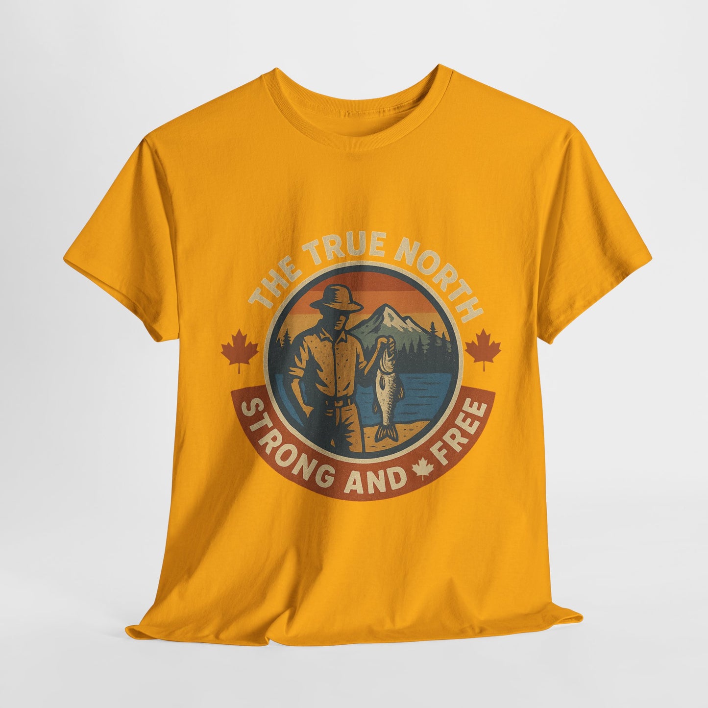 True North Strong and Free, Adventure Tee | Unisex Heavy Cotton Tee for Outdoors Lovers, Casual Wear, Gifts, Travel, Exploration