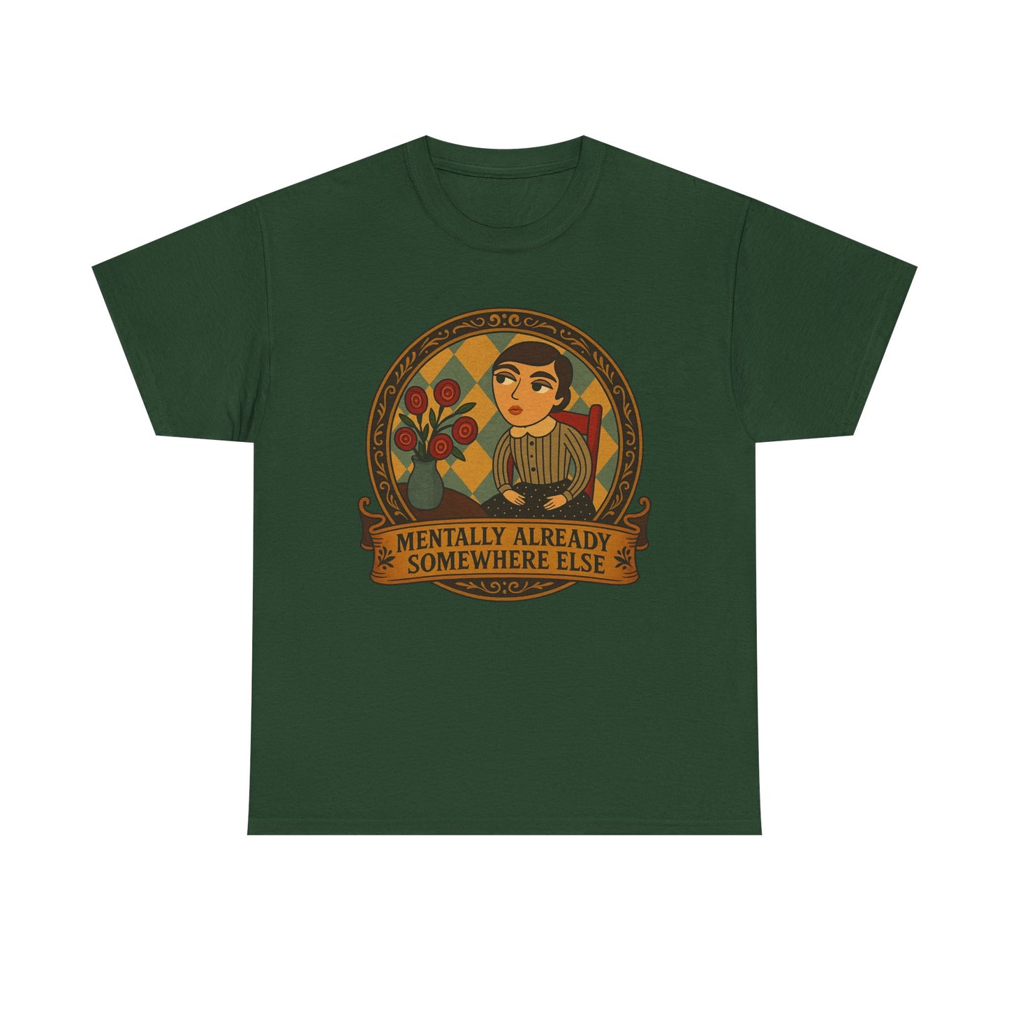 Retro Graphic Tee: 'Mentally Already Somewhere Else', Original Art t-shirt, Casual Wear, Vintage Style, Gift for Dreamers,