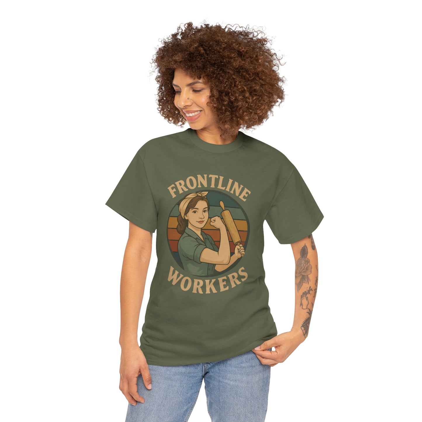 Frontline Workers Unisex Heavy Cotton Tee, Support Essential Workers Shirt, Gratitude Apparel, Healthcare Hero Gift, Everyday Comfort Tee