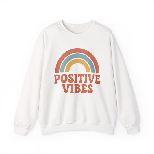 Positive Vibes, Retro Crewneck Sweater, Vintage style.