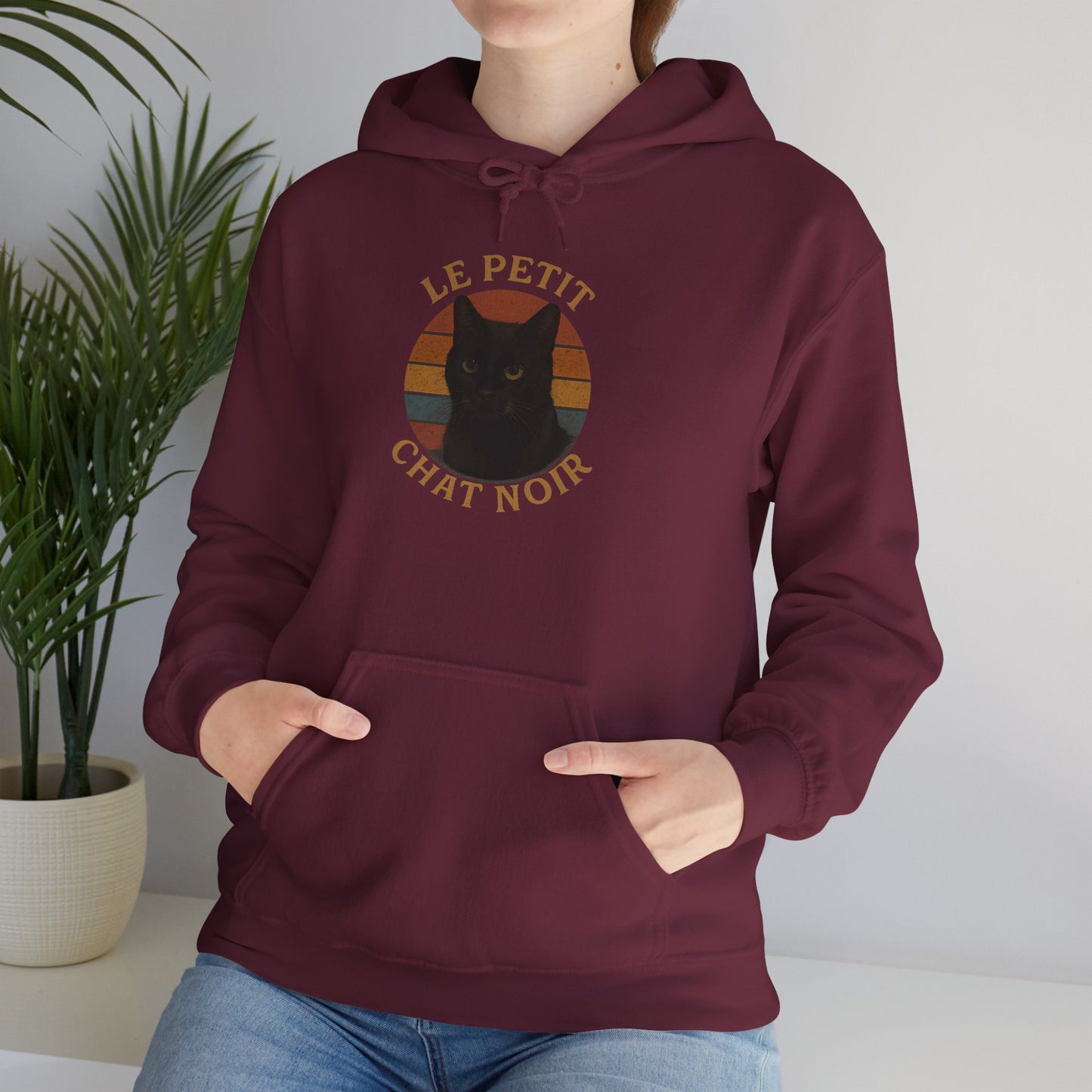 Black Cat-Themed Hoodie, Cozy Cat Sweatshirt, Animal Lover Gift, Perfect for Fall, Casual Wear, Unique Gift for Cat Lovers