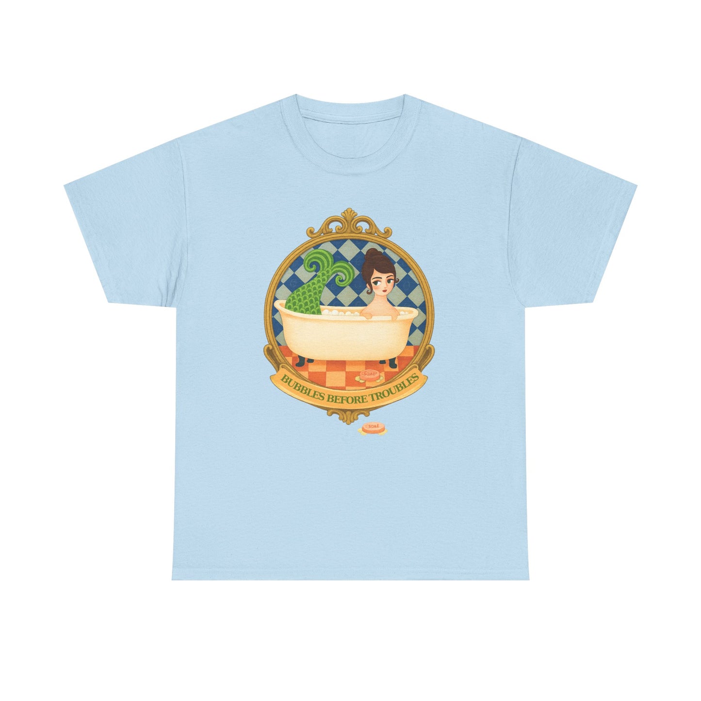 Mermaid Troubles ,Whimsical Bathtub Tee | Fun Gift for Aquatic Lovers, Retro Style T-Shirt, Quirky Graphic Tee, Unique Casual Wear, Bath-Themed Apparel