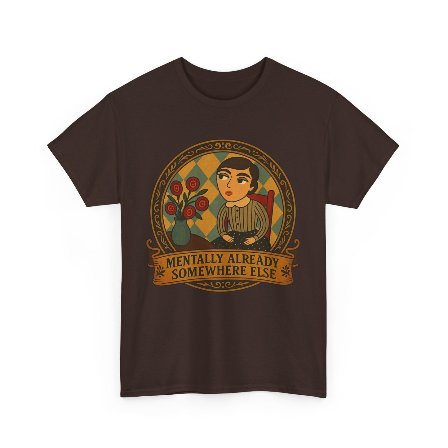 Retro Graphic Tee: 'Mentally Already Somewhere Else', Original Art t-shirt, Casual Wear, Vintage Style, Gift for Dreamers,