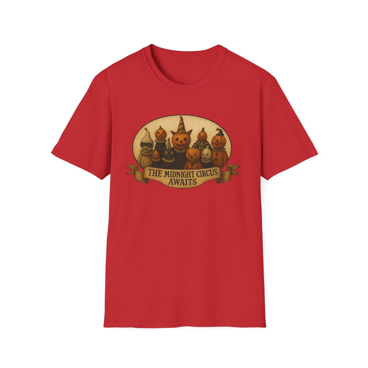 The Midnight Circus Awaits , Unisex T-Shirt, Moonwoven Luna Tee, Softstyle Graphic Shirt, Dark Circus Clothing, Mystical Festival Top
