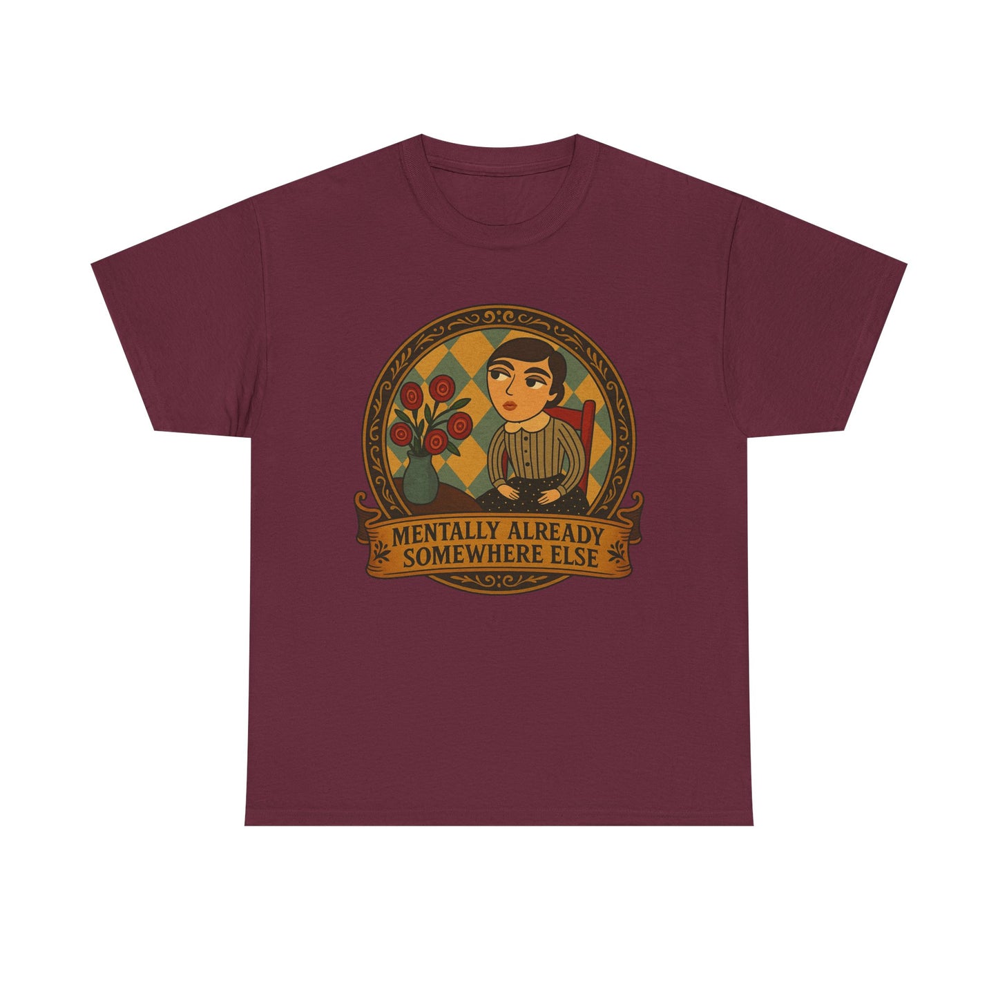 Retro Graphic Tee: 'Mentally Already Somewhere Else', Original Art t-shirt, Casual Wear, Vintage Style, Gift for Dreamers,