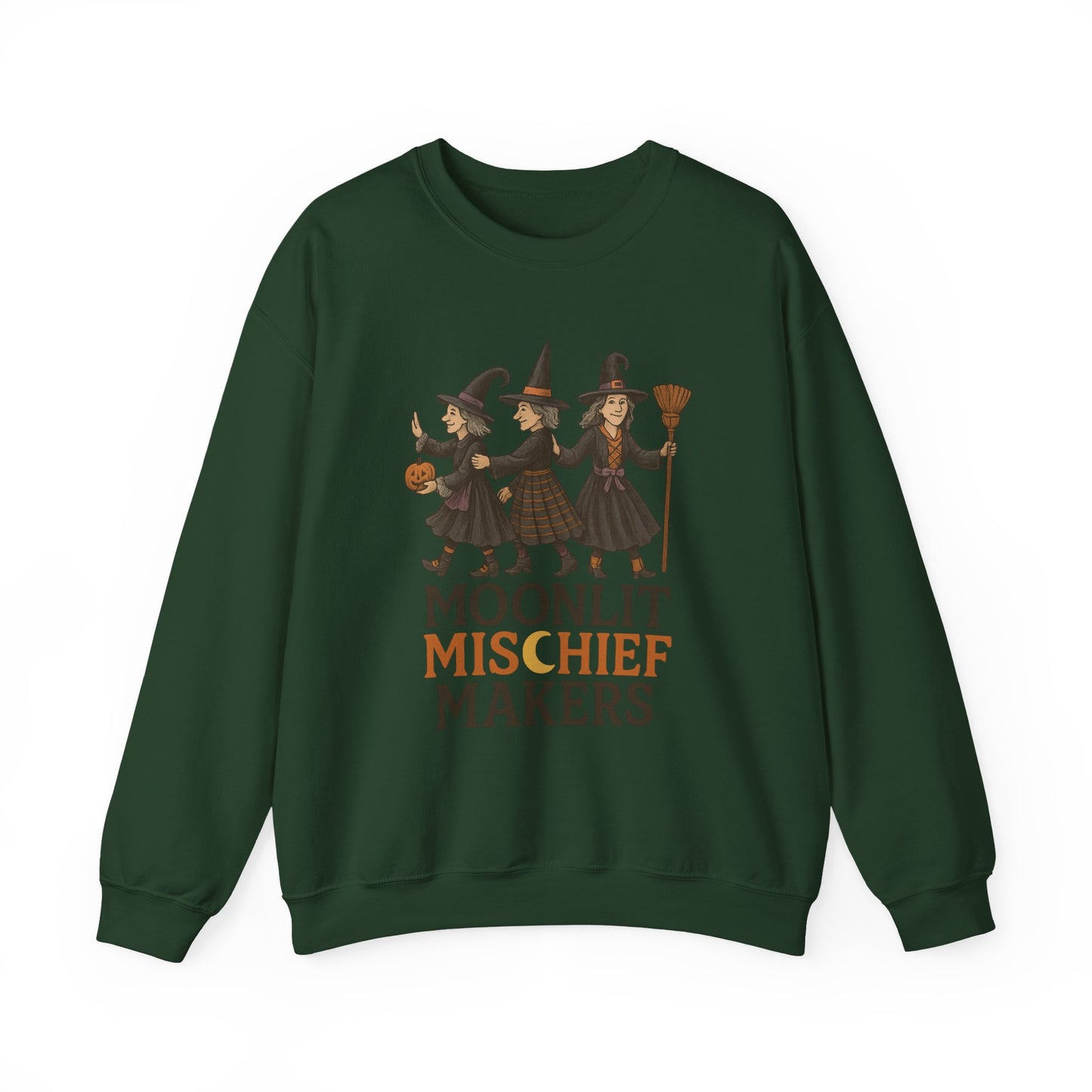 Moonlit Mischief Makers Sweatshirt - Cozy Halloween Crewneck, Perfect Gift for Fall,Casual Style, design by Moonwoven by Luna