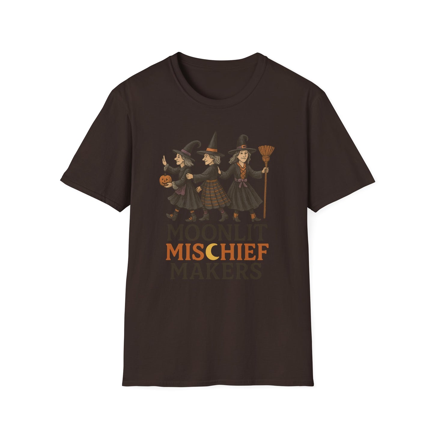 Moonlit Mischief Makers T-Shirt | Halloween, Witch Costume Tee, Unisex Graphic Shirt, Cute Halloween Outfit, Fall Fashion